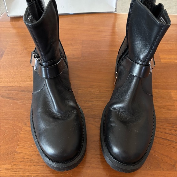 Aquatalia Lillie Moto Italian Black Leather Boot - sz 9.5 - Picture 9 of 11